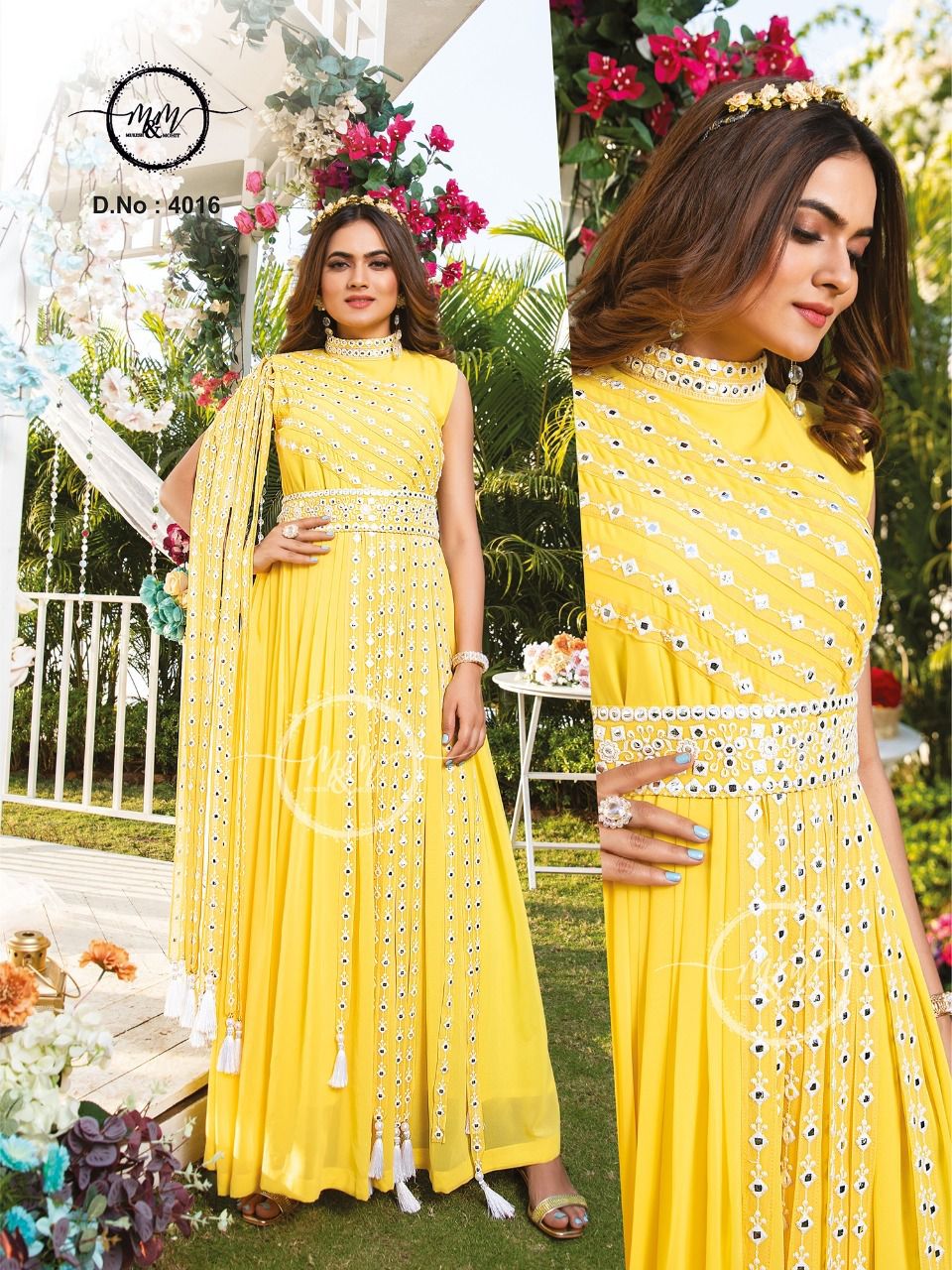 M&M Fancy Stylish Festive Wear Georgette Wholesale Gown Collection